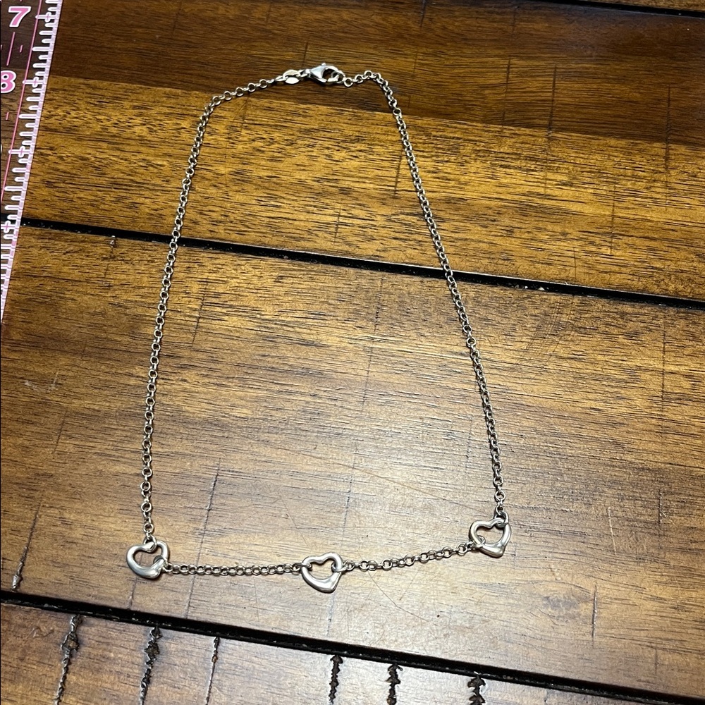 Stamped .925 Heart Necklace 16 In